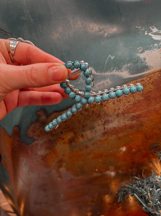 Large Metal Turquoise Claw Clip