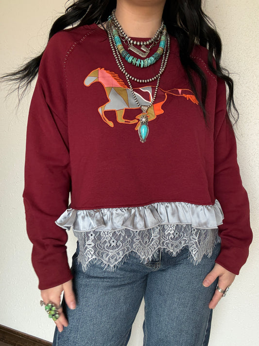 Quilted Gallup Lace Sweater