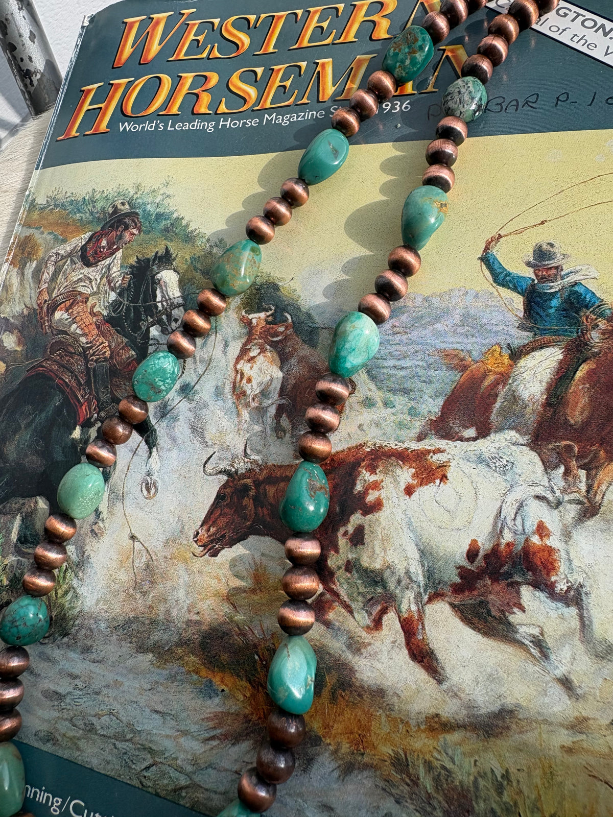 8mm Copper & Turquoise Necklace