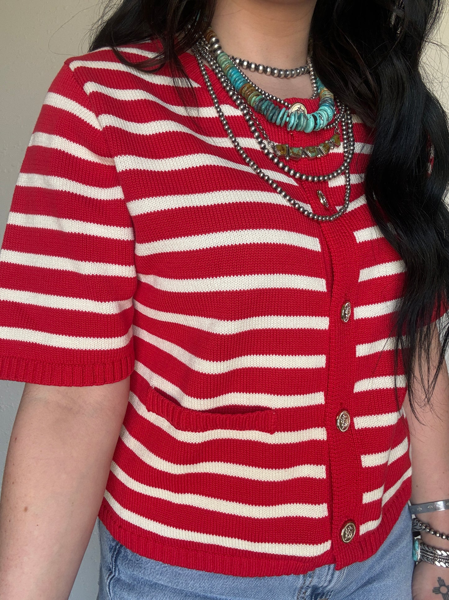 Americana Breeze Knit Top *Red