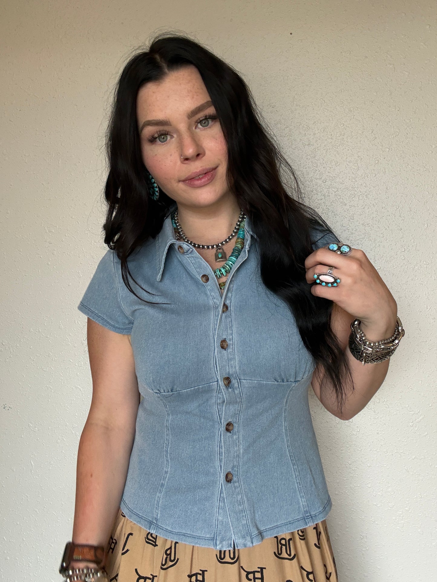 The Cinch Denim Blouse