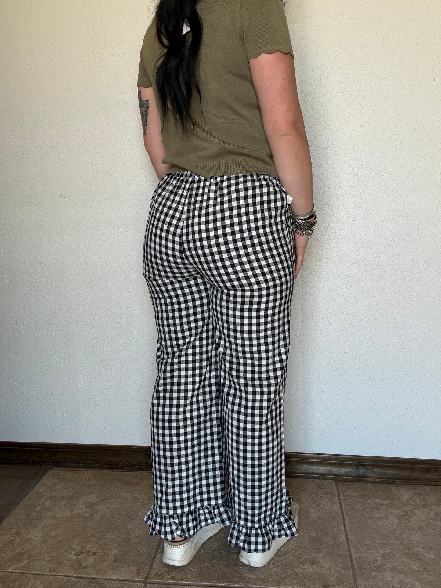 The Gringa Gingam Ruffle Pant *Lux