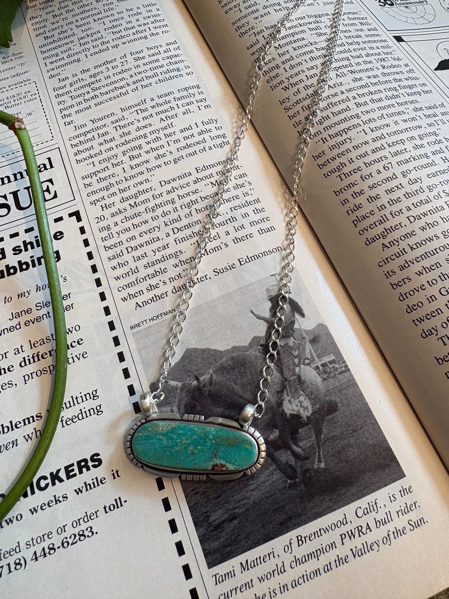 Turquoise Circle Bar Necklace