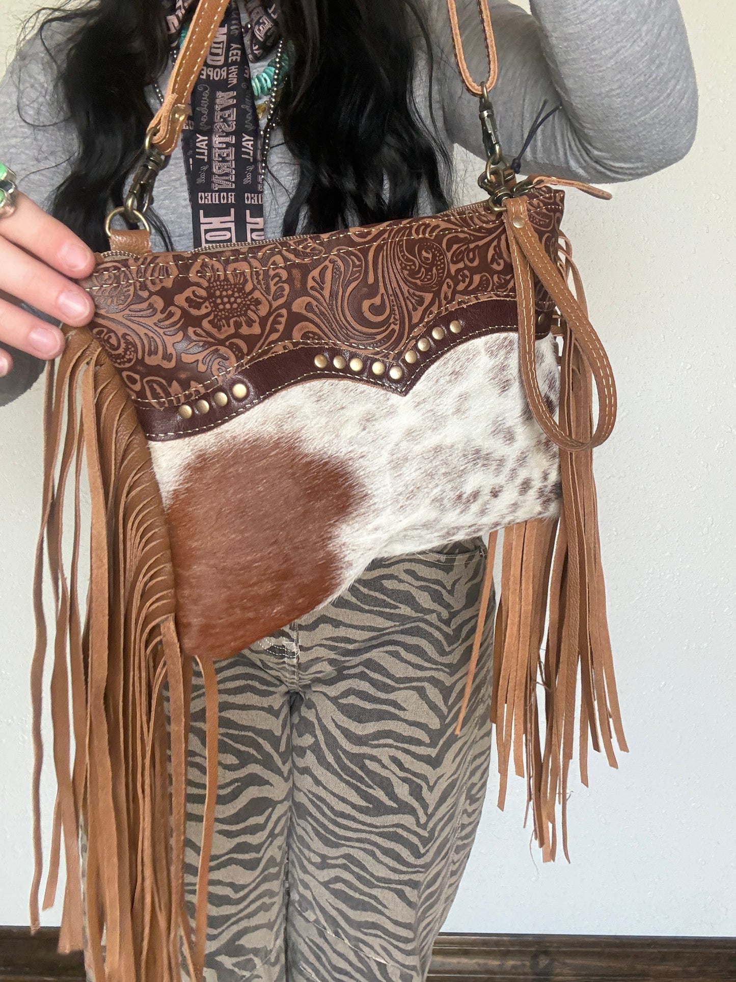 The Hills Cowhide Fringe Bag