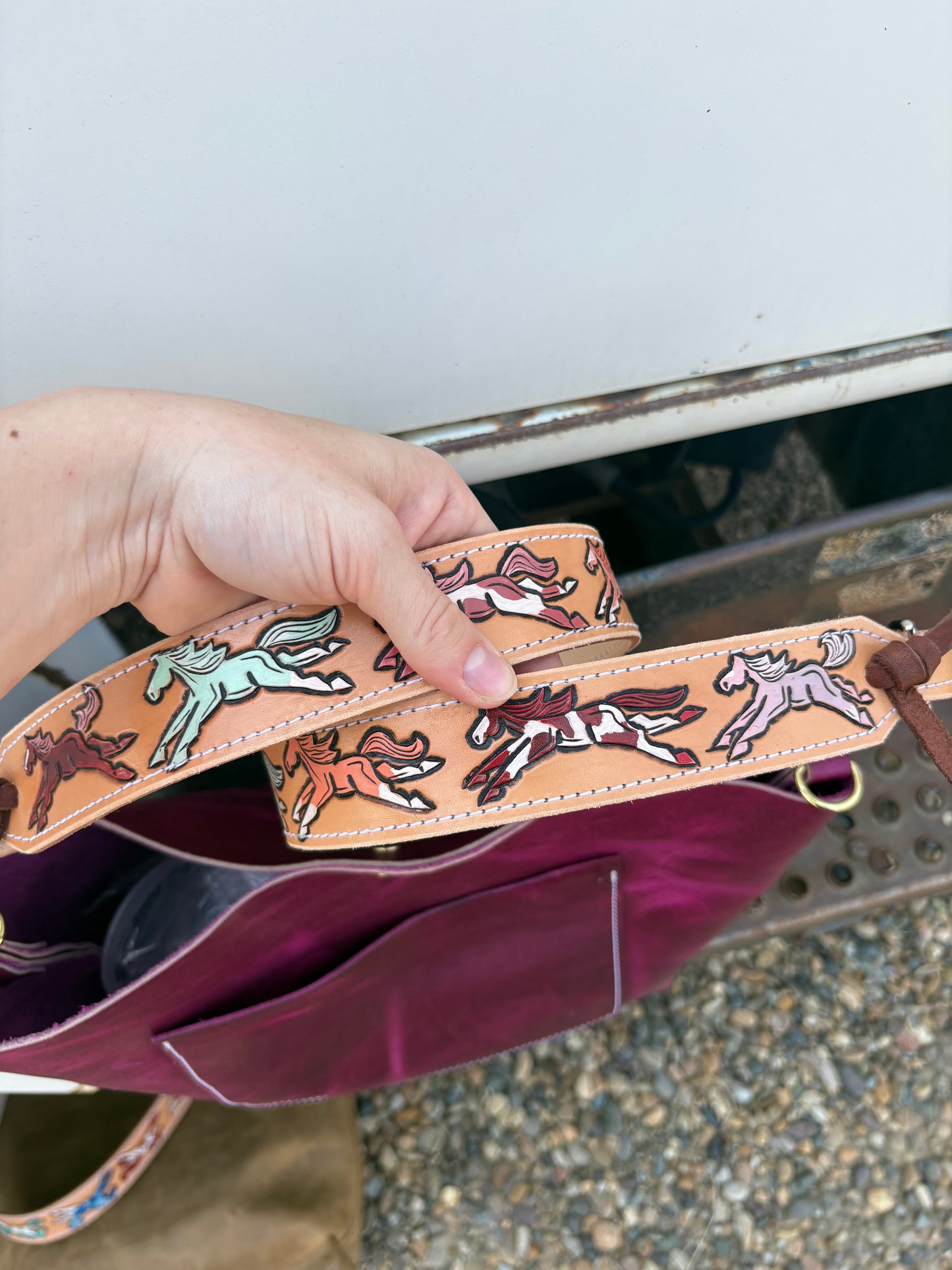 Wild Ponies Tote Bag *Burgundy