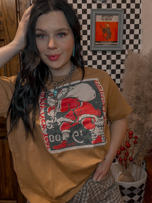 XOXO Art Wood Cut Santa Boxy Tee