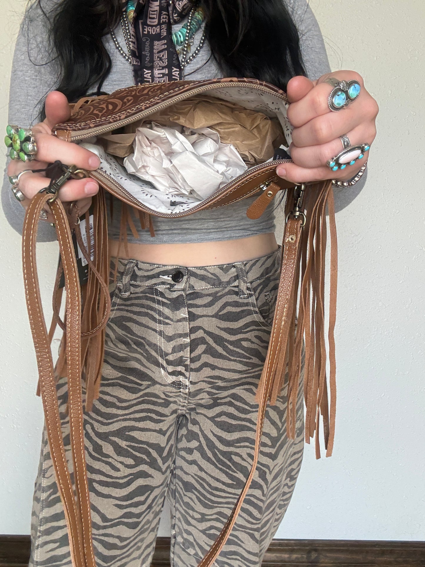 The Hills Cowhide Fringe Bag