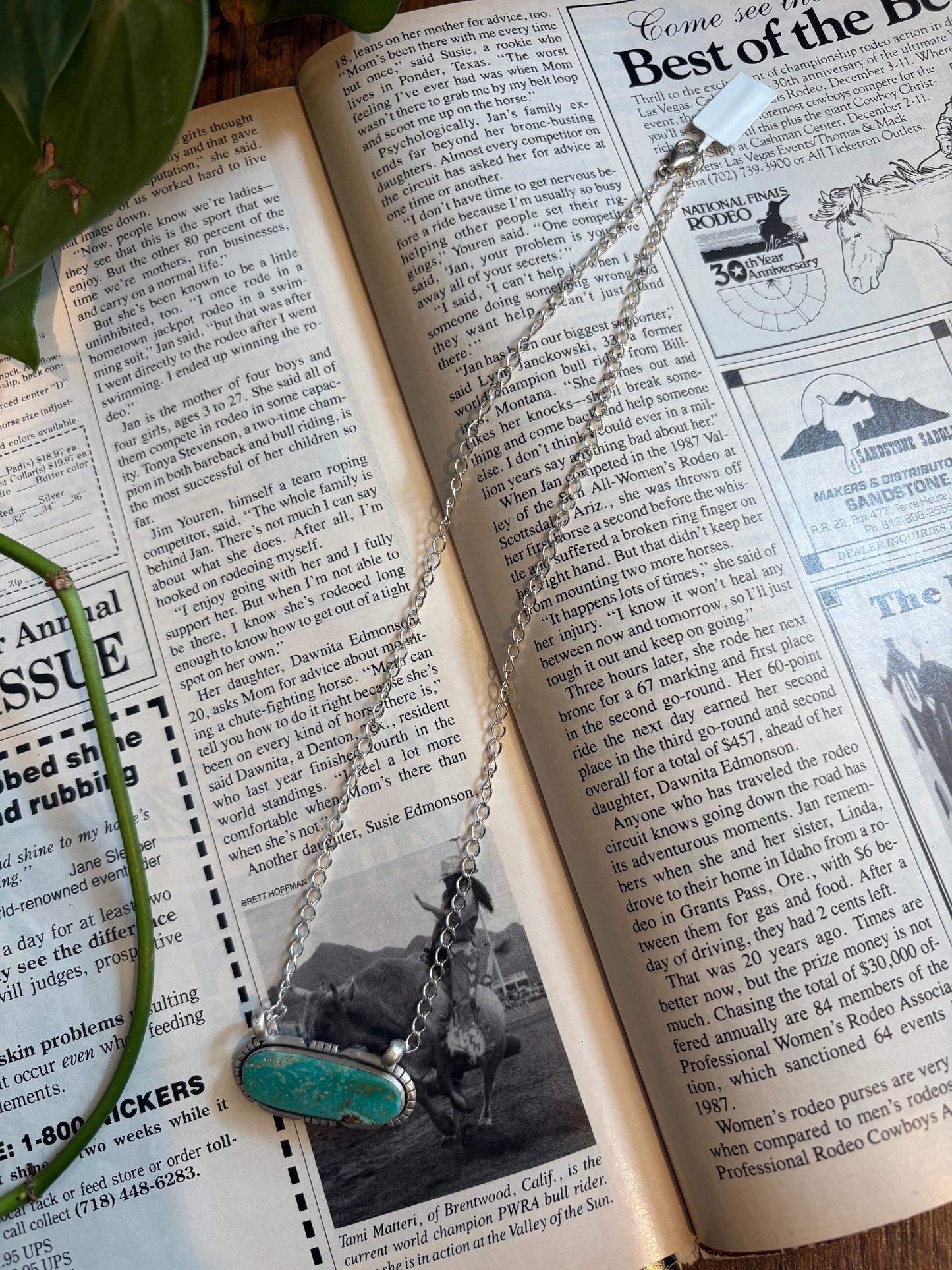 Turquoise Circle Bar Necklace