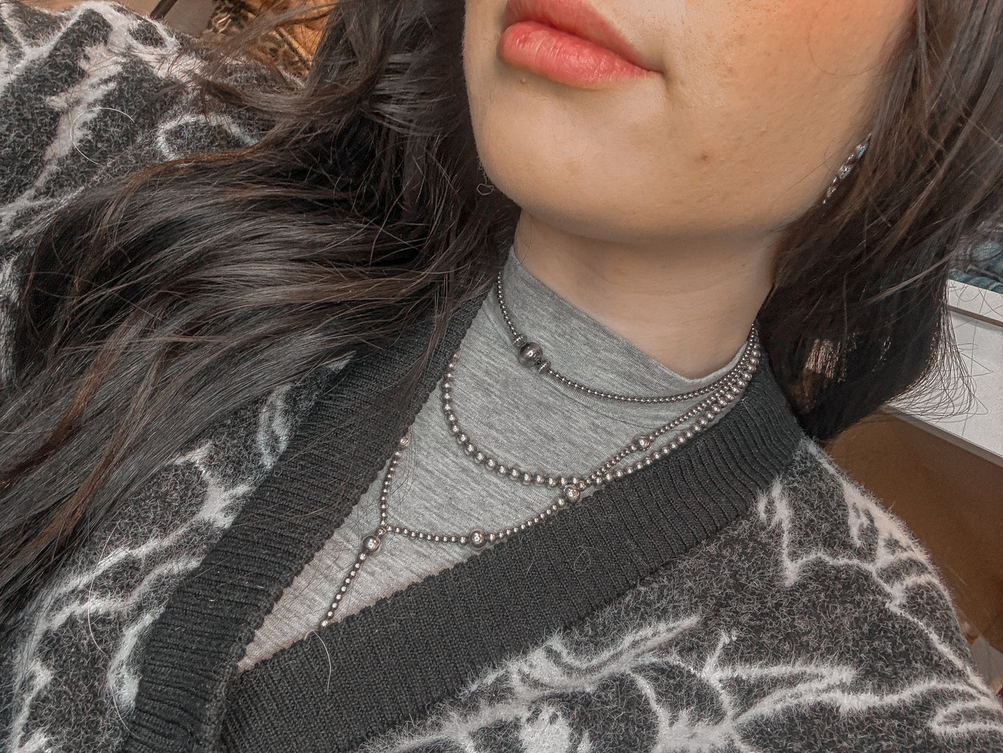 14 inch 3 mm sterling silver pearls choker - 10 mm middle