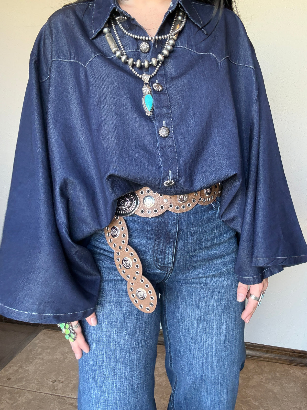 The Blu Outlaw One Size Denim Poncho