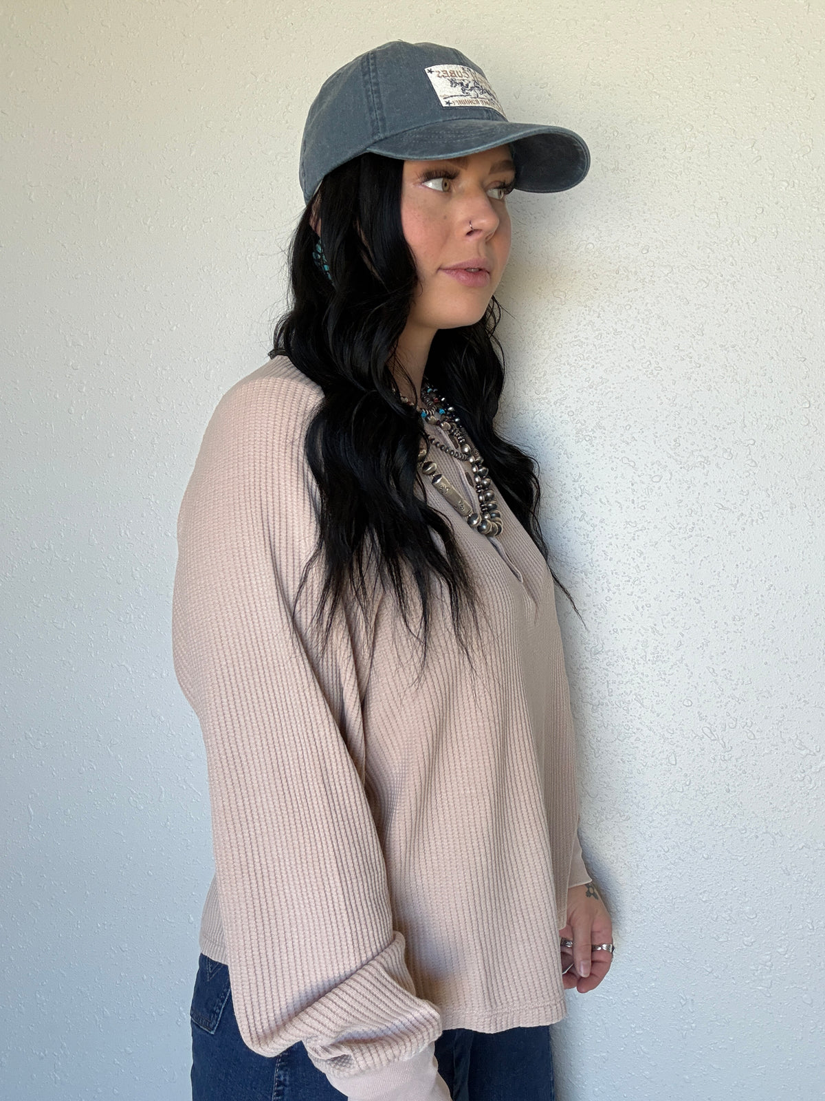 The Henley Waffle Knit Long Sleeve