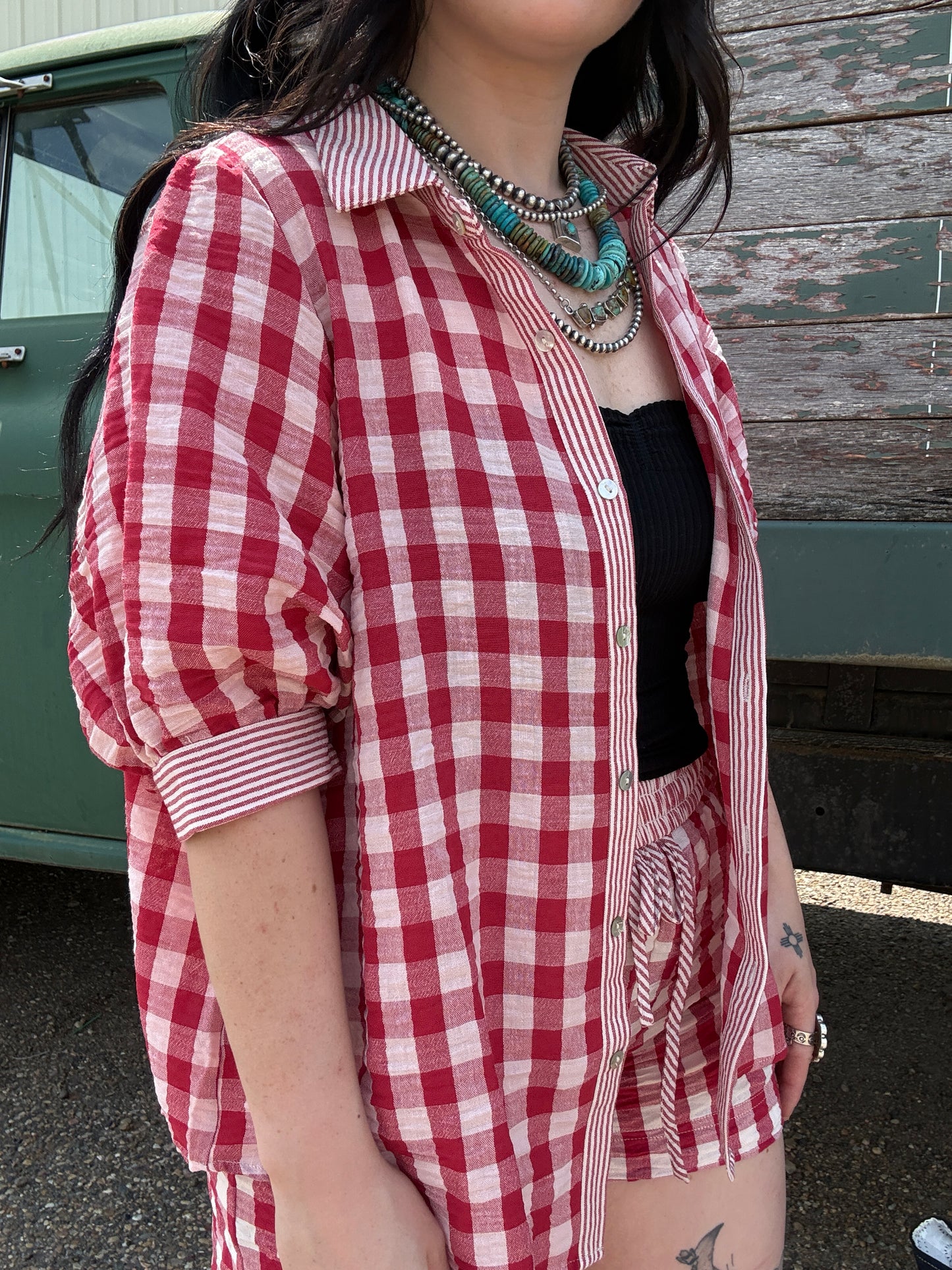Prairie Breeze Gingham Set *Red
