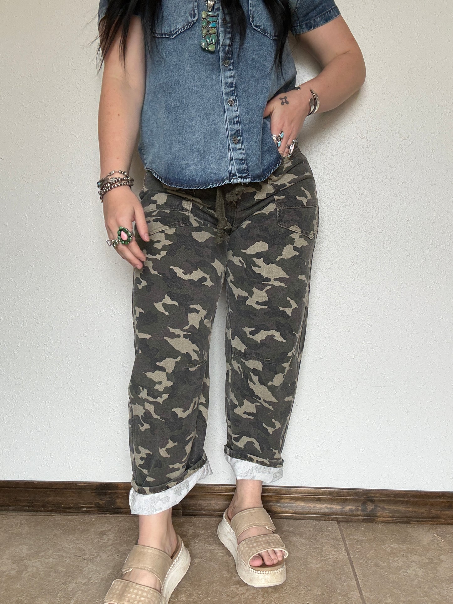 The Cowboy Camo Horseshoe Barrel Jean