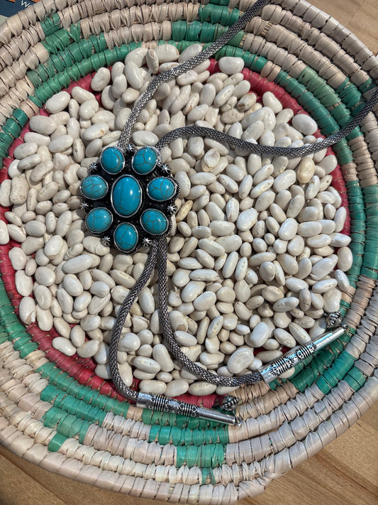 Turquoise Concho Bolo Necklace