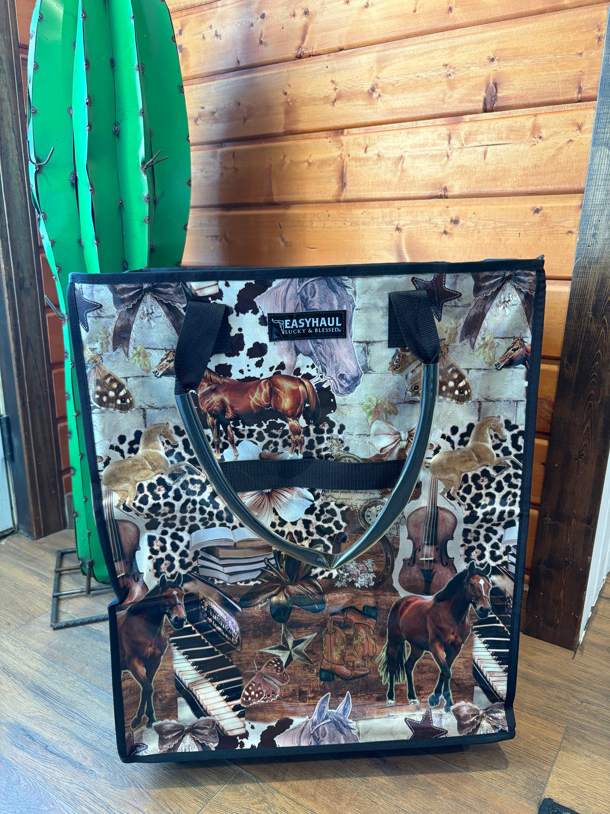 Large Western Collage Rolling Bag