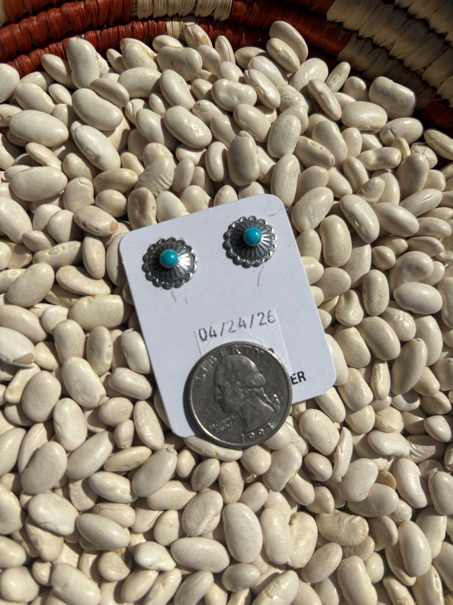 Mini Turquoise and Silver Studs D