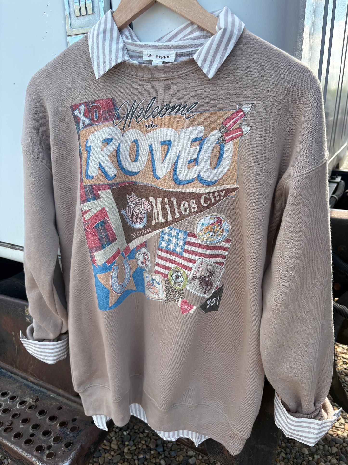 Miles City Banner Hand Drawn Graphic Crewneck