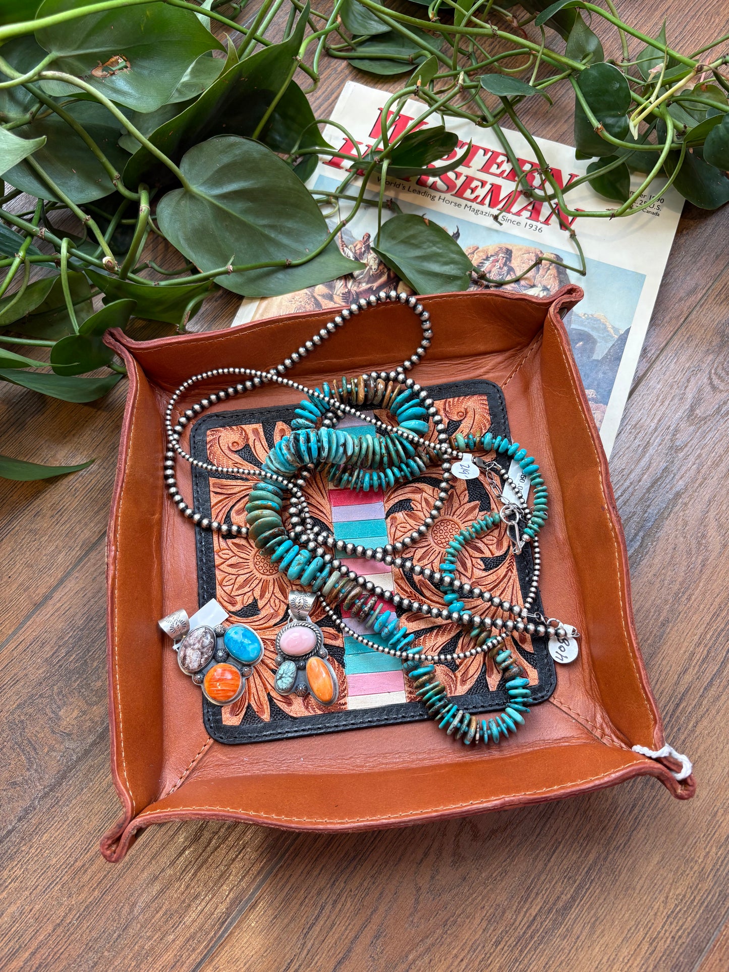 Serape Leather Tray