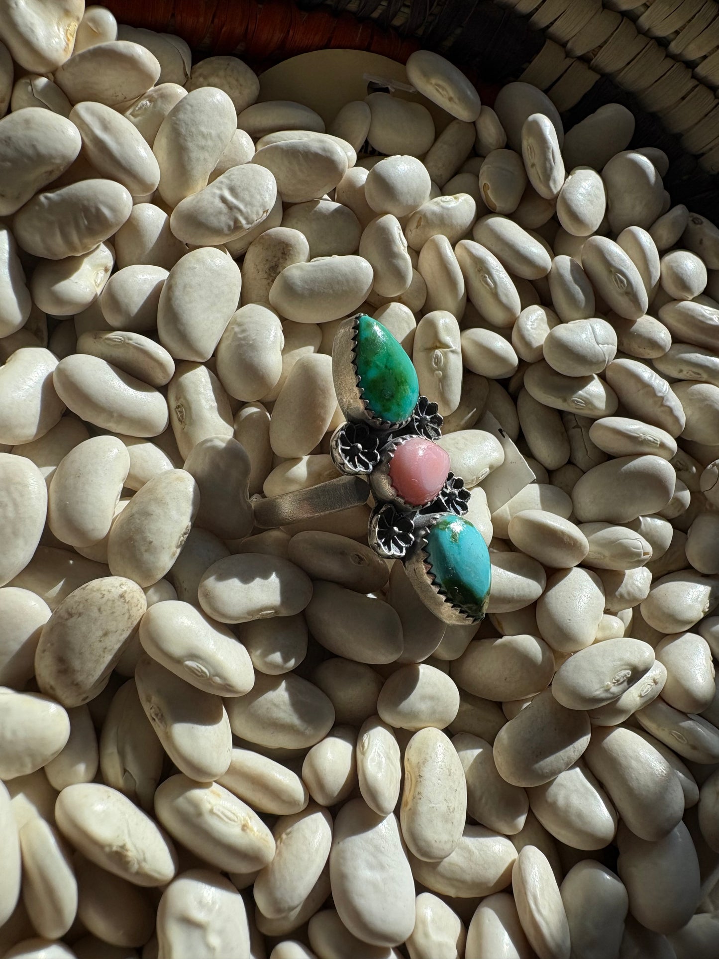 Pink Conch Sonoran Turquoise Ring