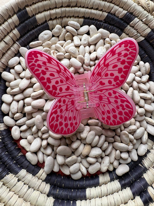 Pink Butterfly Claw Clip