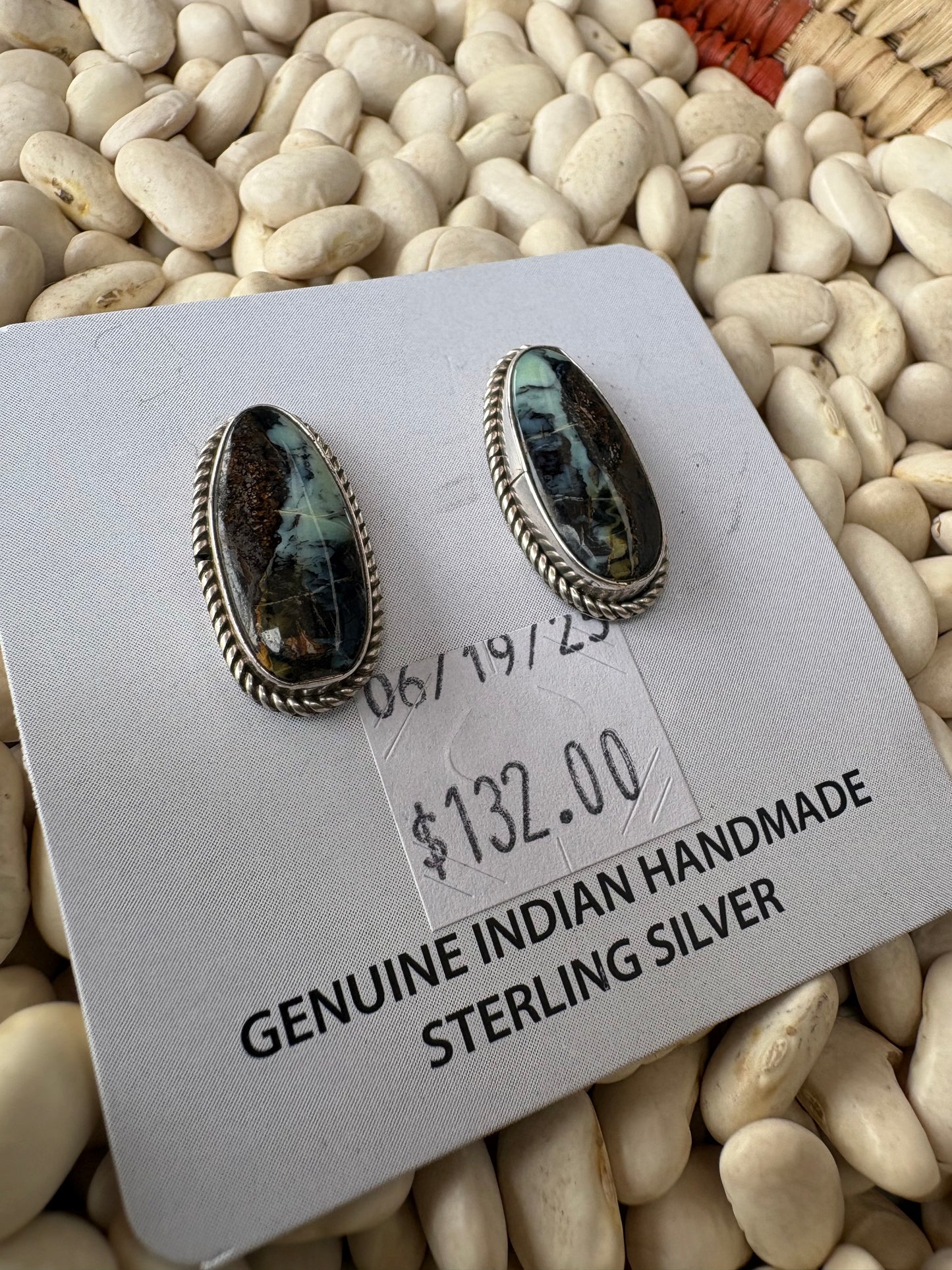 Black Jack Turquoise Stud Earrings
