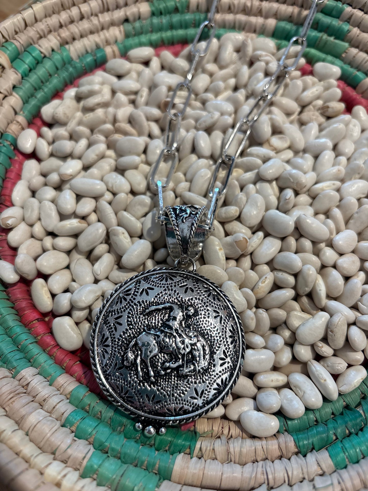 Silver Bucking Horse Necklace