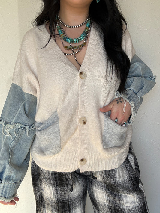 The Dandy Denim Cardigan *Cream