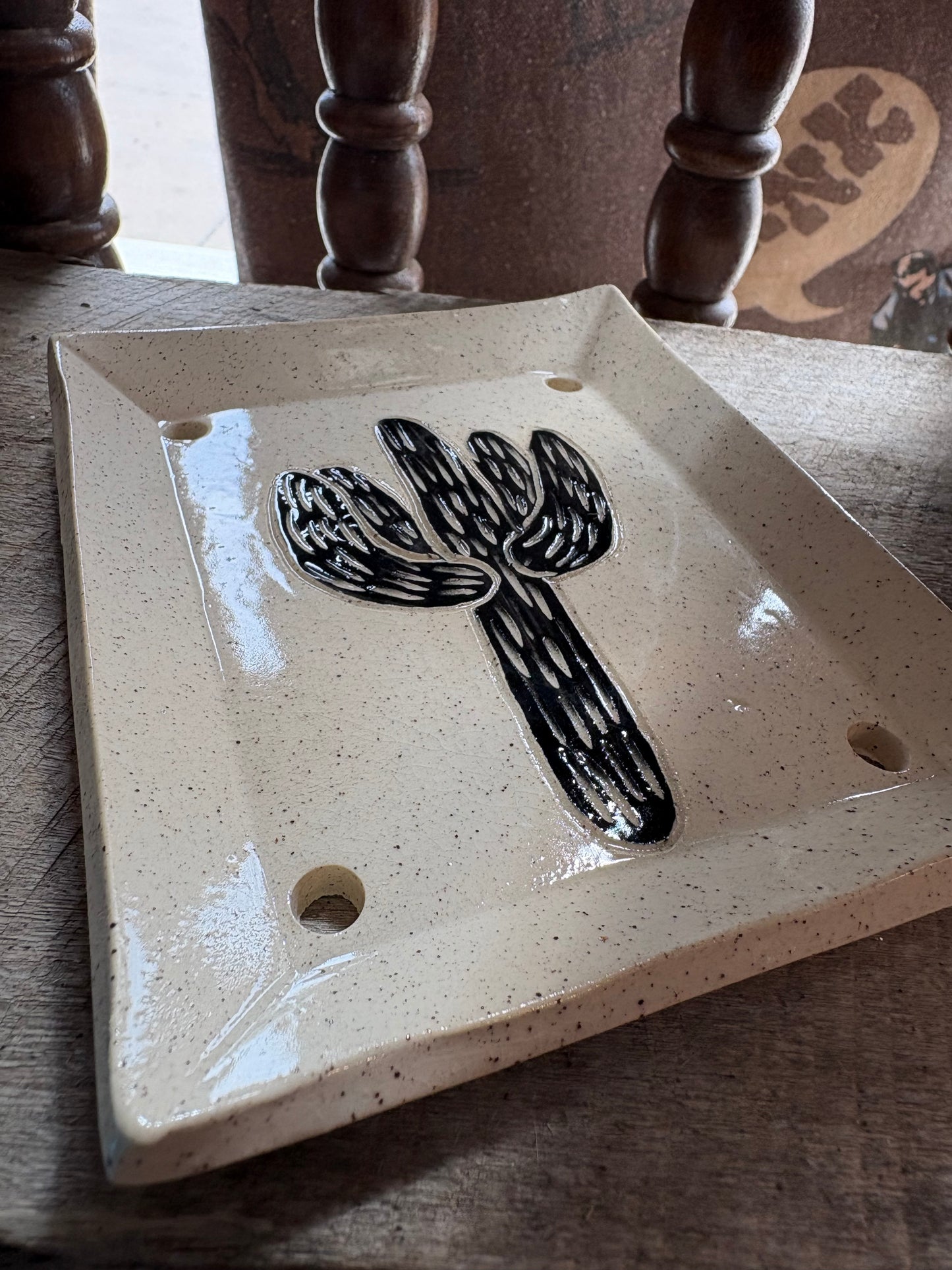 Saguaro Sgraffito Soap Dish