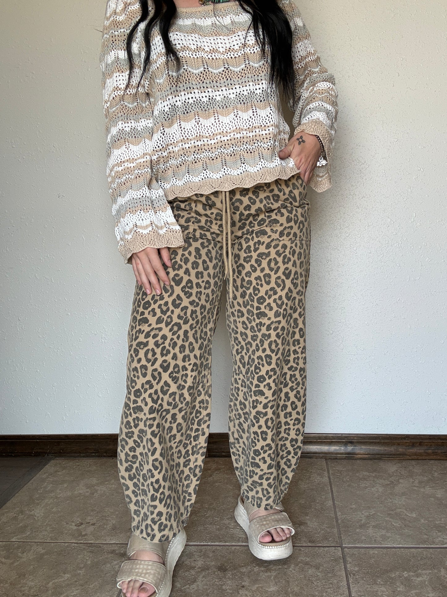 The Lucy Leopard Barrel Jean