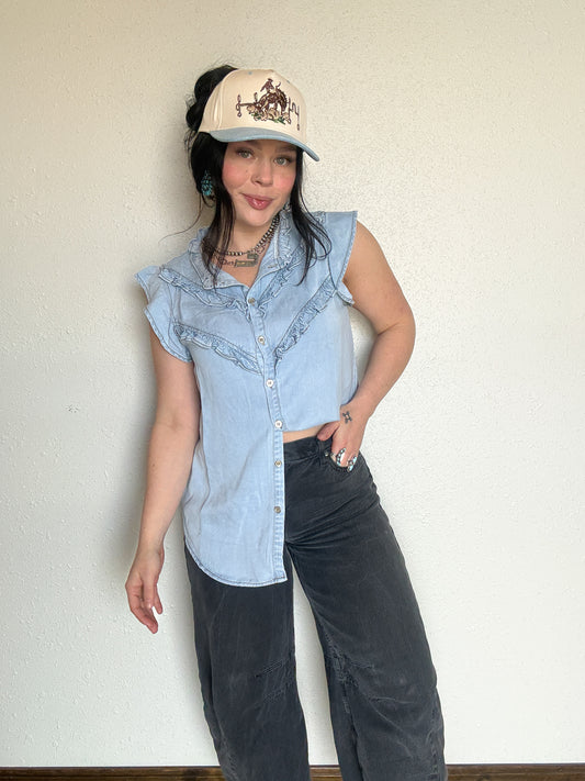 The Pastures Denim Top