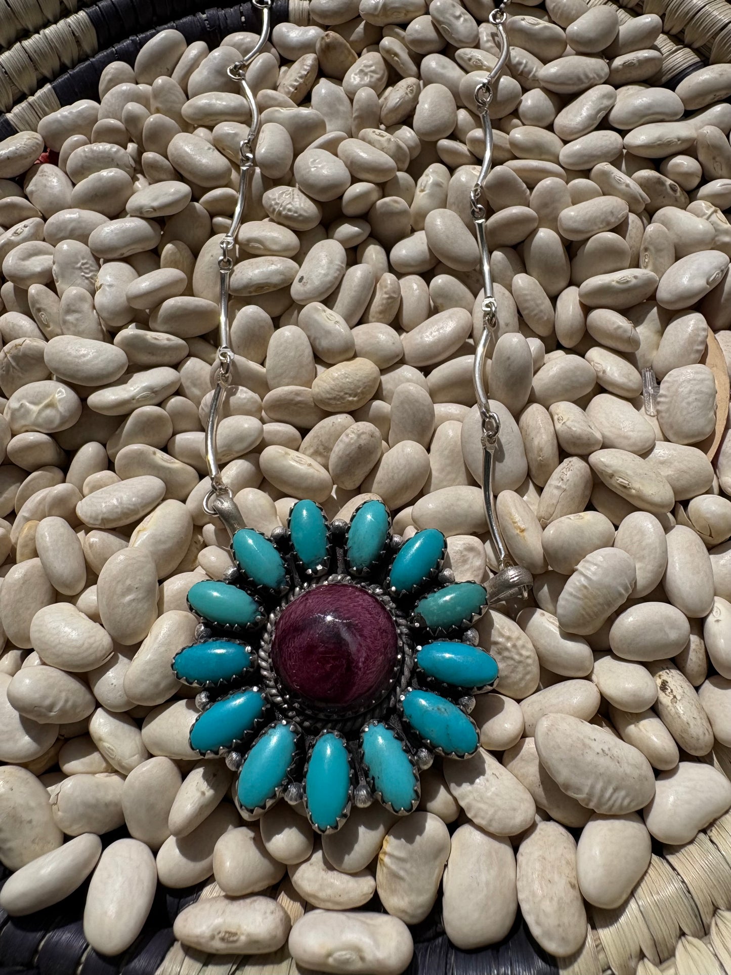 Purple Spiny & Kingman Flower Necklace