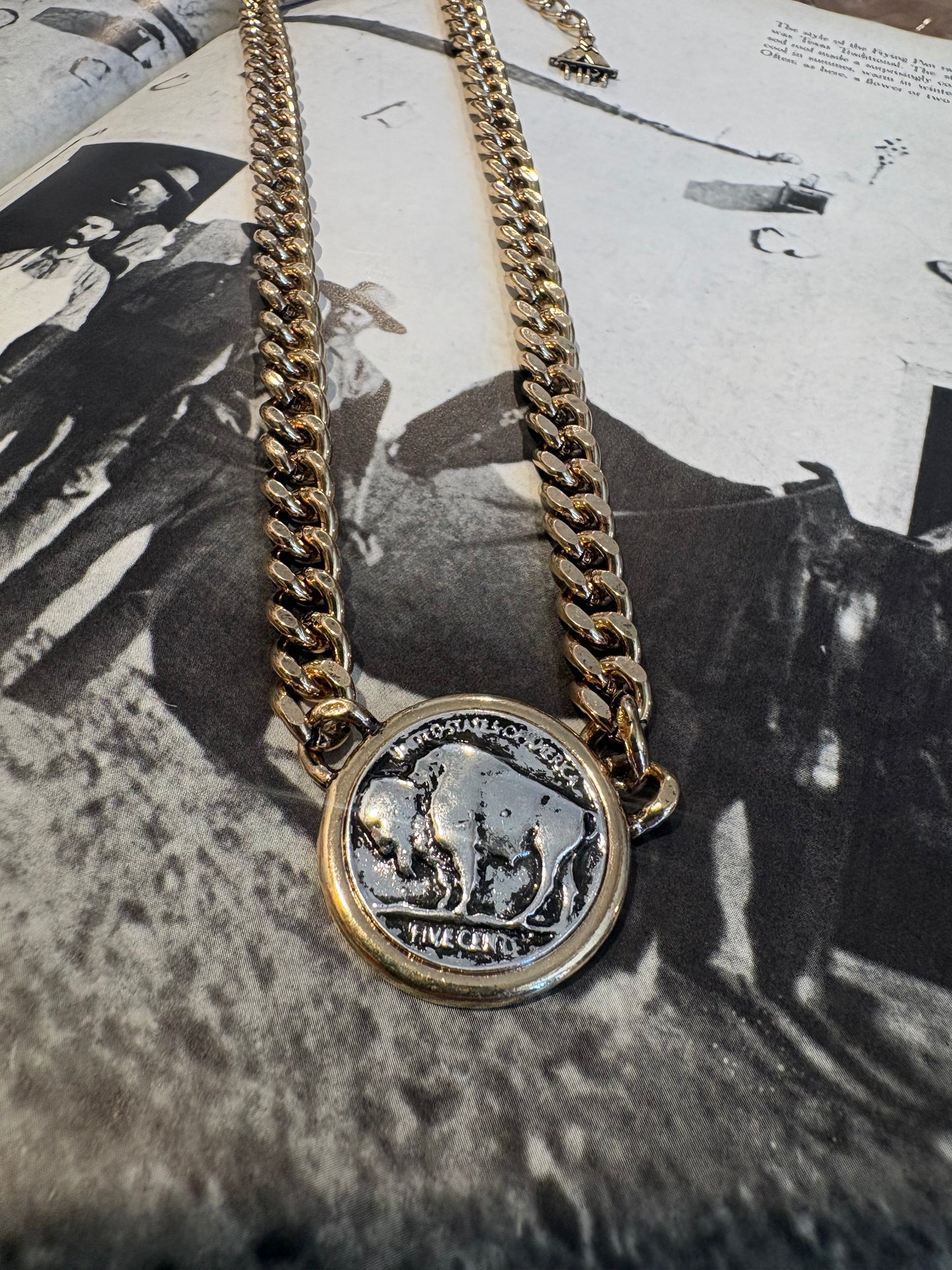 Western Buffalo Coin Chain Necklace
