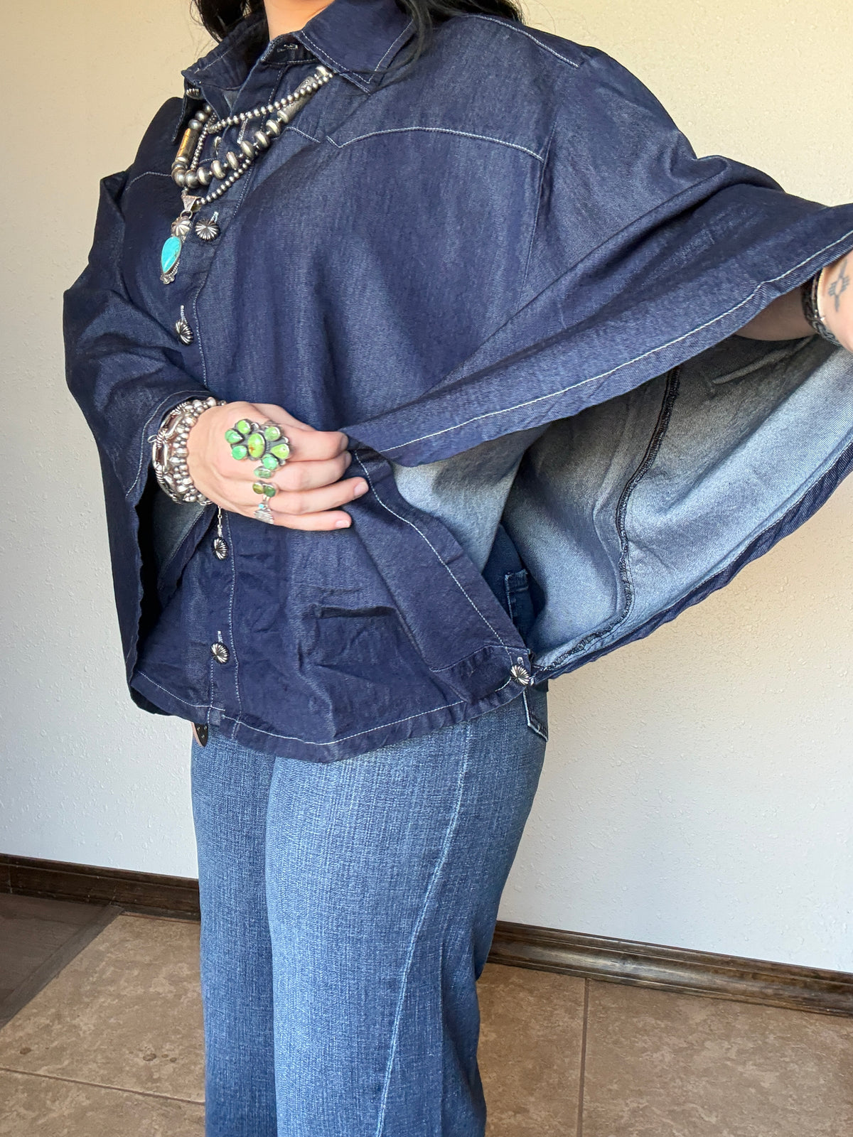The Blu Outlaw One Size Denim Poncho