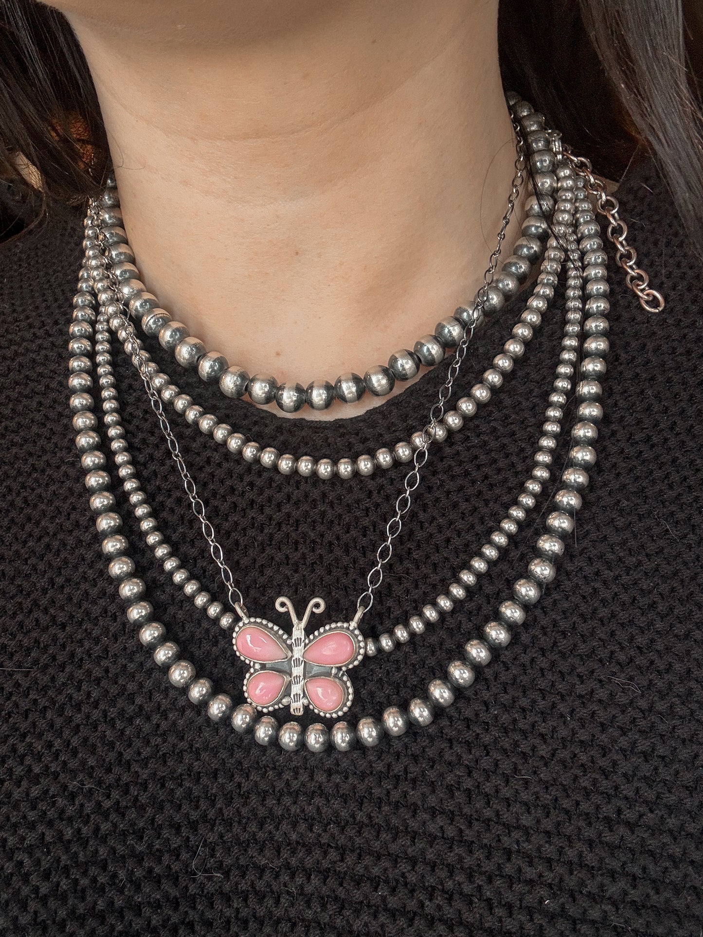 Pink Conch Butterfly Necklace