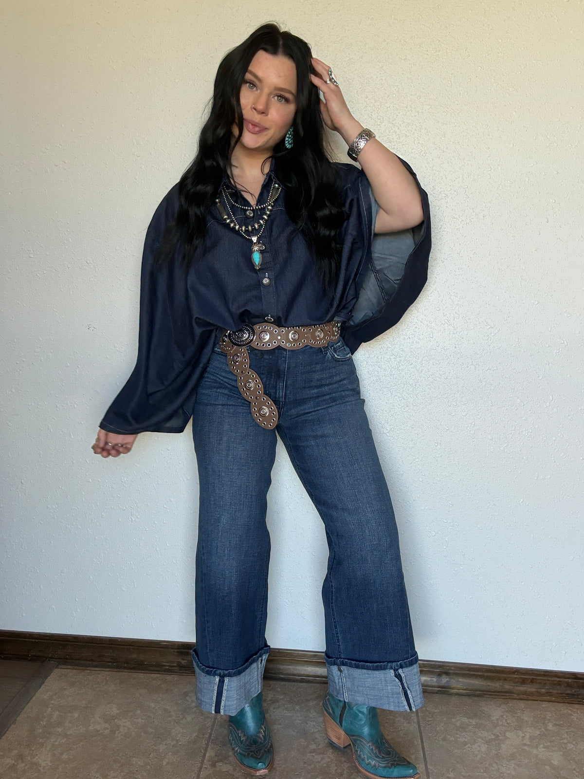 The Blu Outlaw One Size Denim Poncho