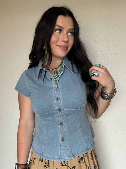 The Cinch Denim Blouse