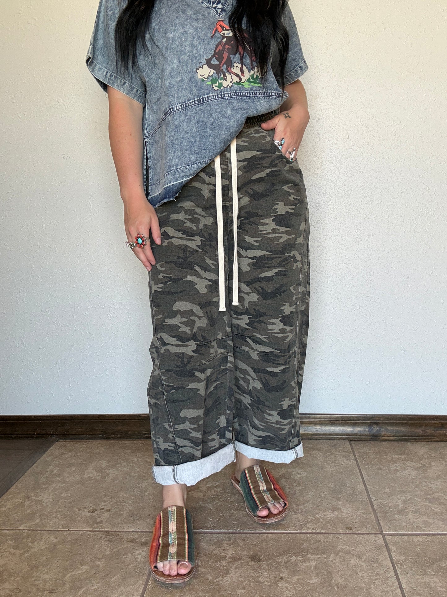 The Fairground Camo Barrel Jean