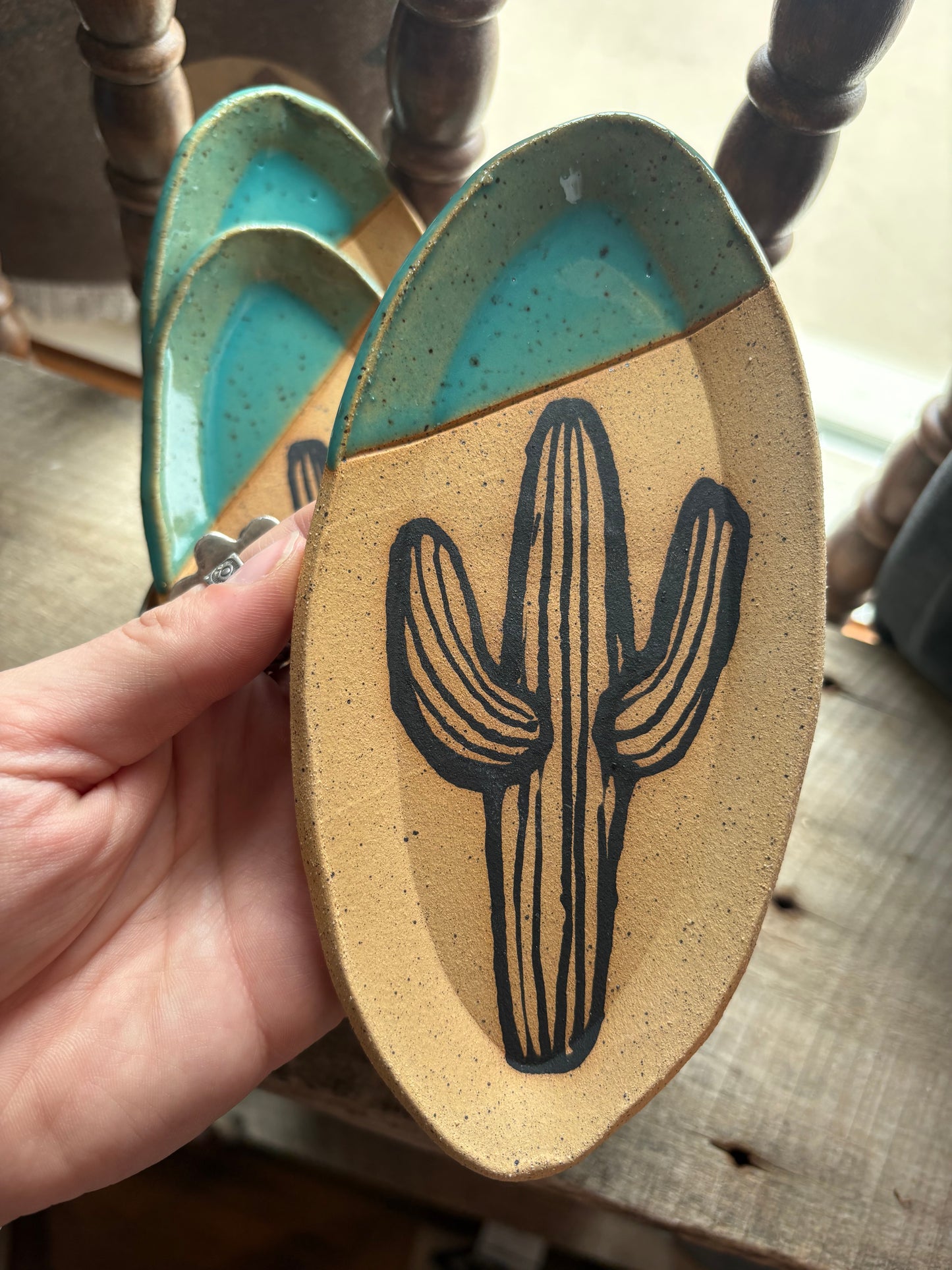 Saguaro Oval Trinket Dish *Teal