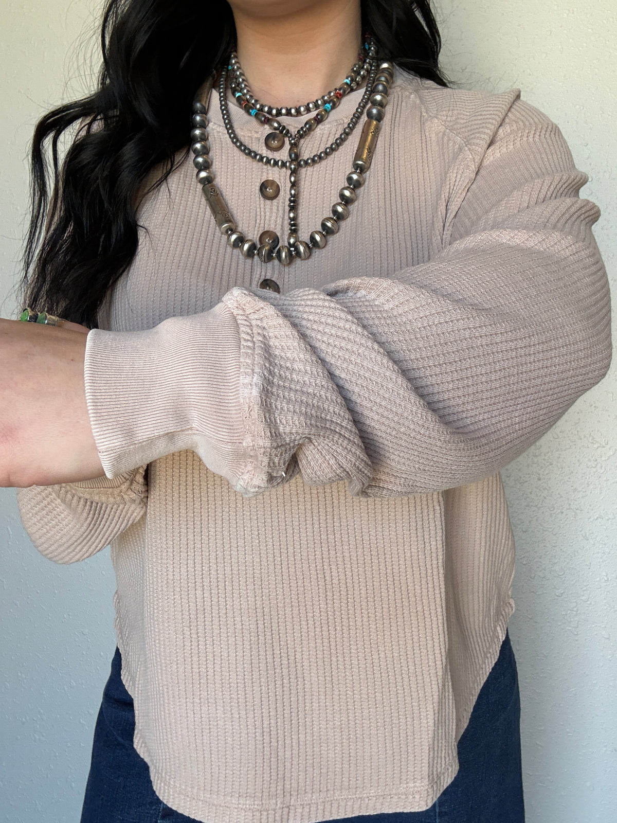 The Henley Waffle Knit Long Sleeve