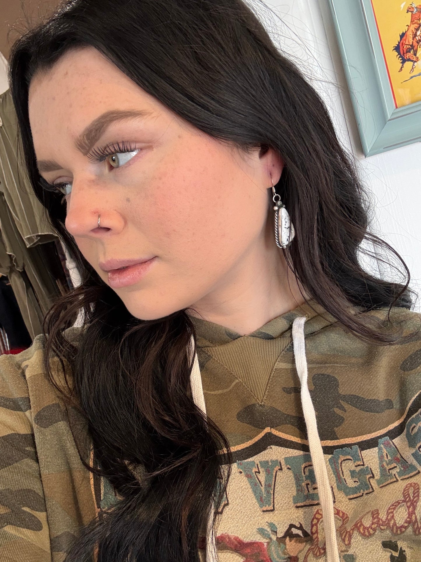 Chassity Belone Native Made White Buffalo Earrings
