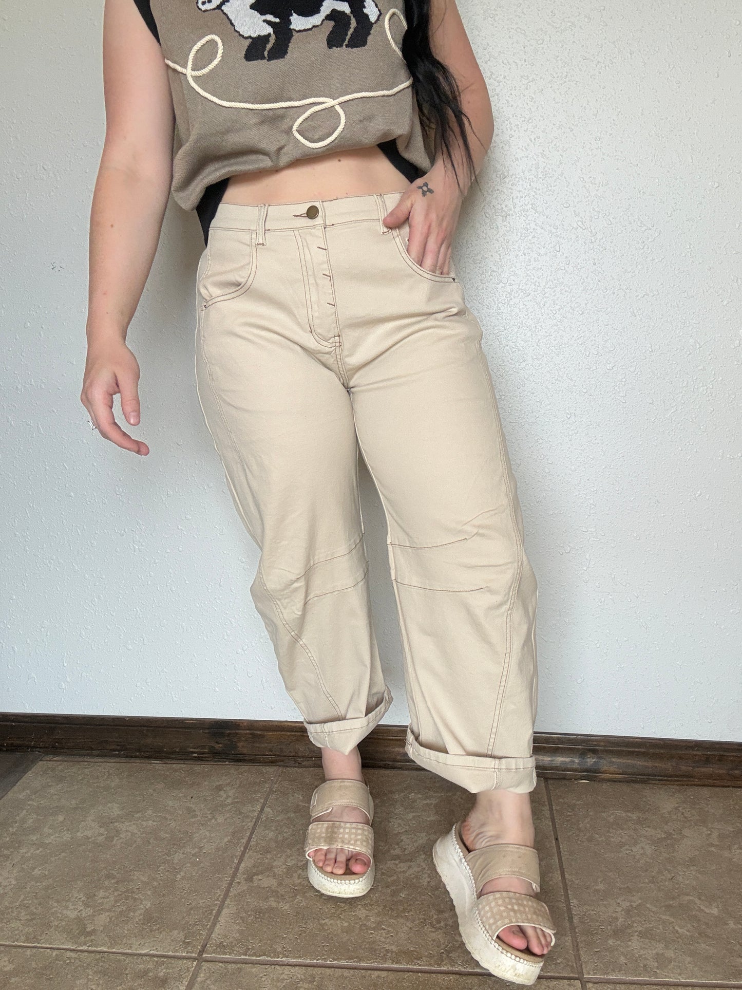 The Tan Pony Barrel Jean