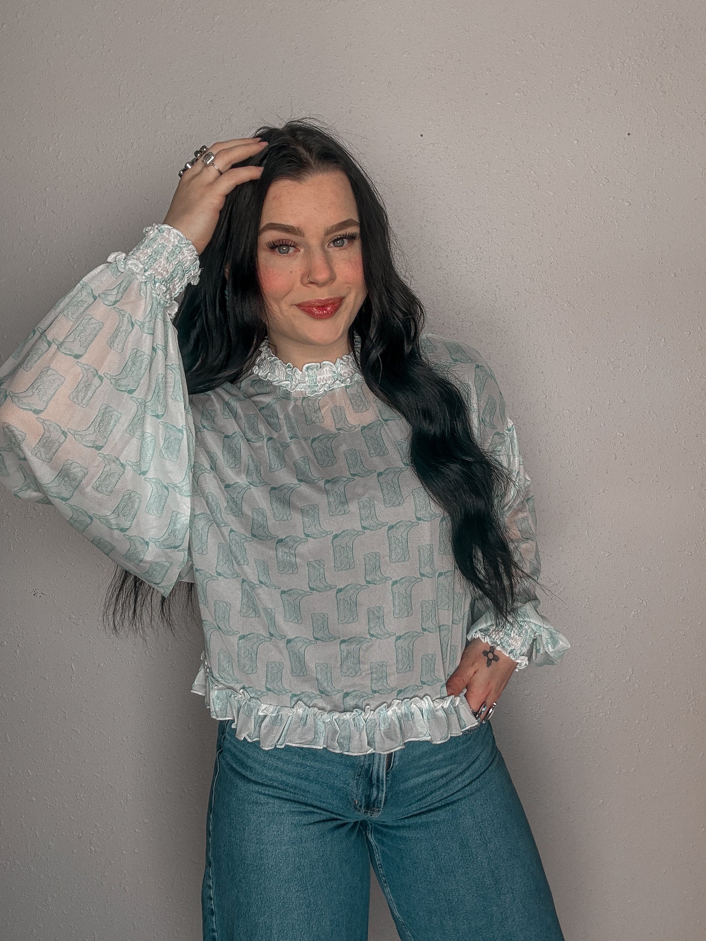 The Betty Boot Ruffle Mesh