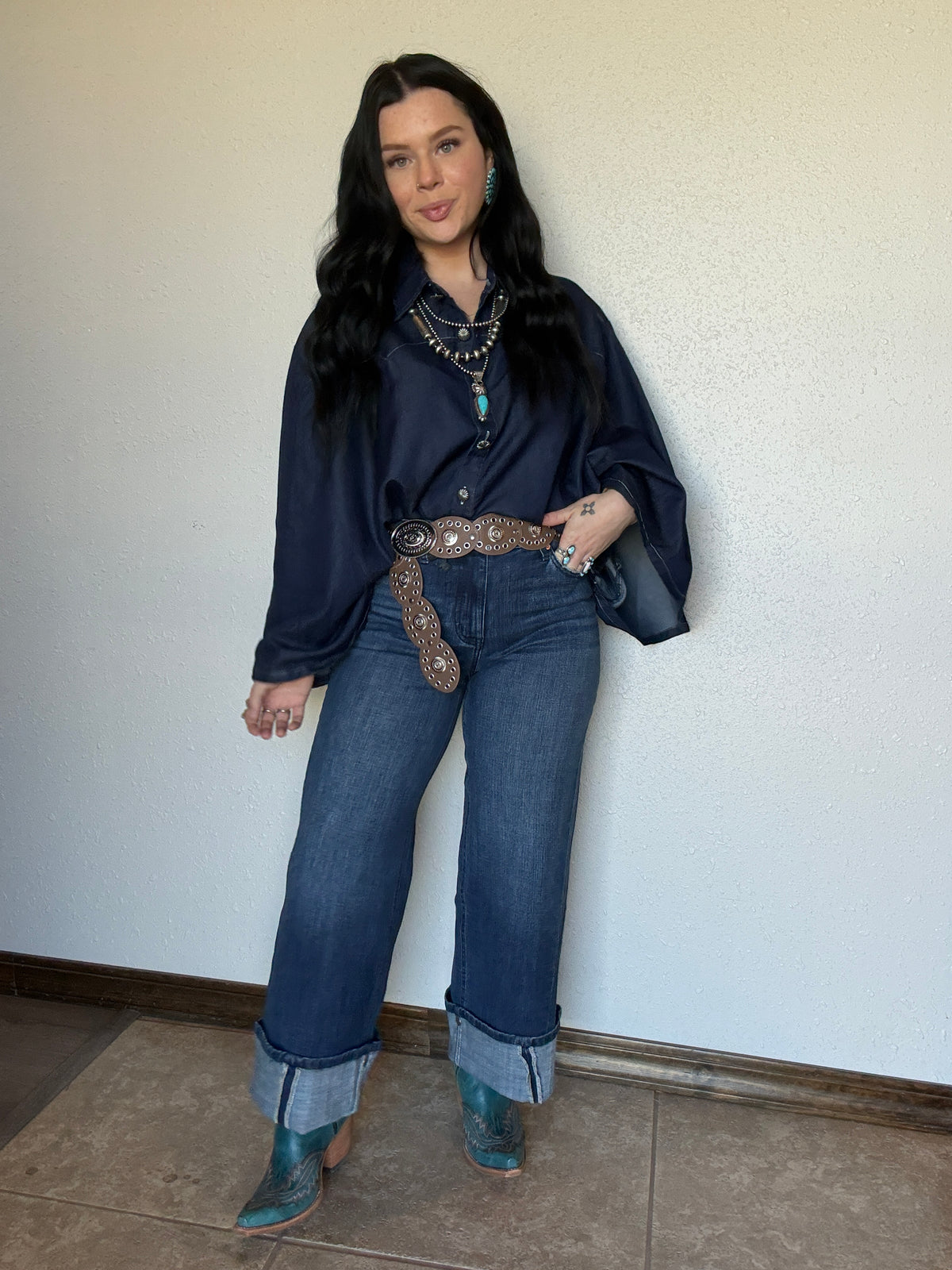 The Blu Outlaw One Size Denim Poncho