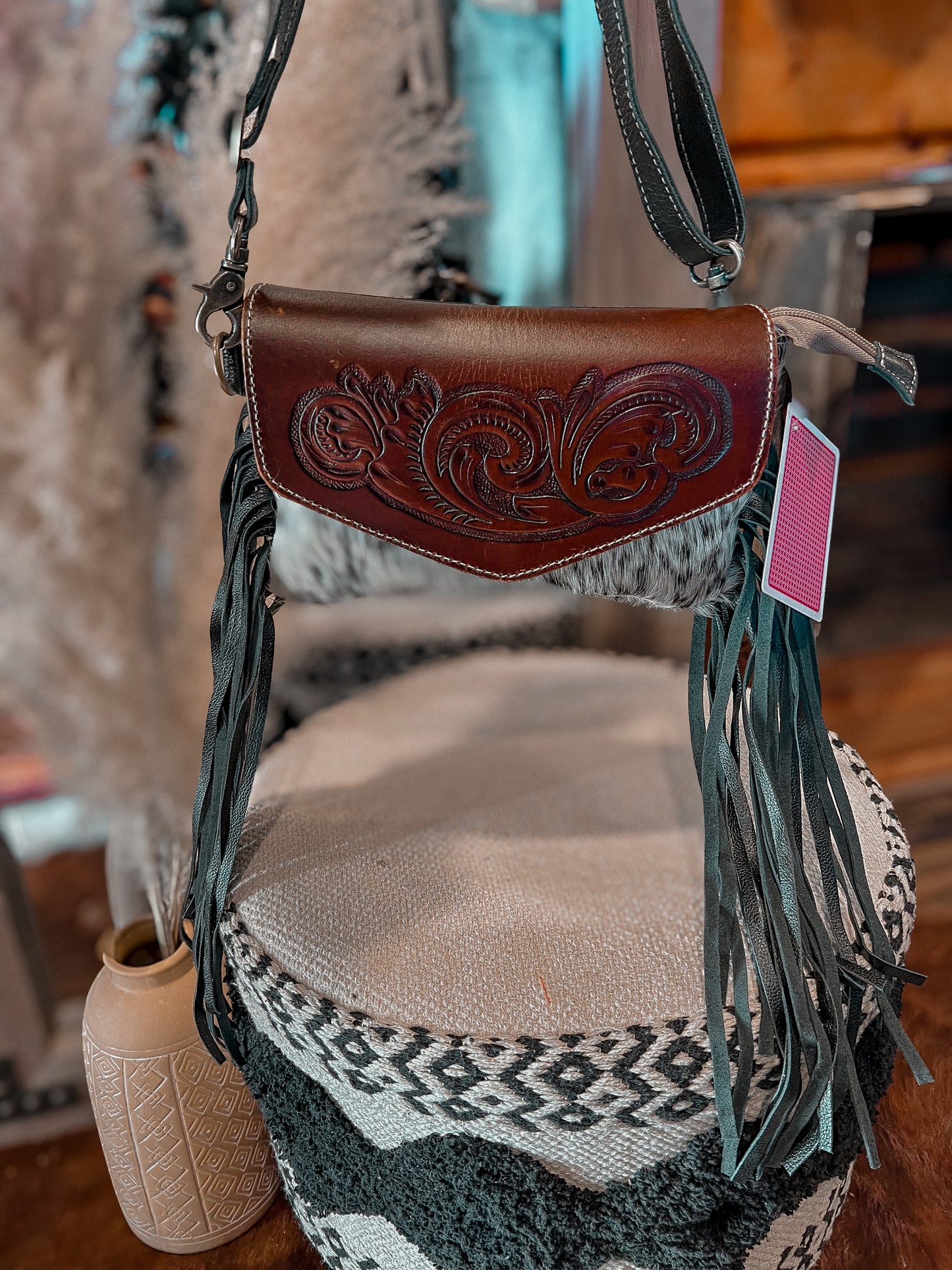 The Cara Hand Tooled Cowhide Crossbody