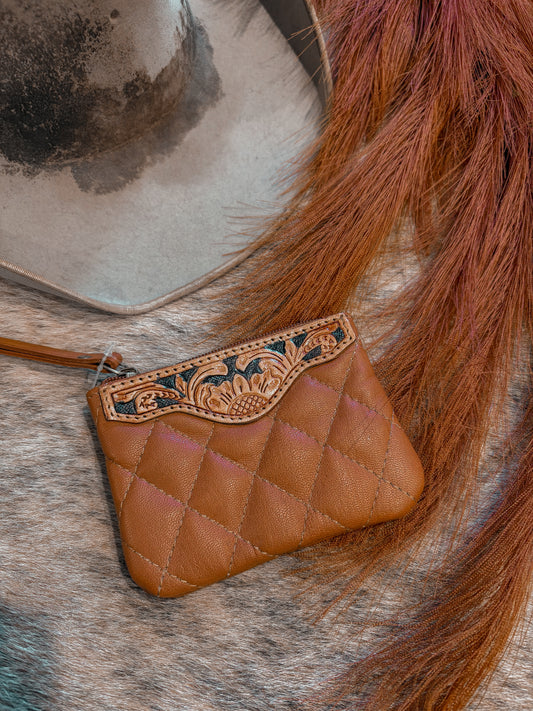 Light Brown Leather Puffer Coin Purse