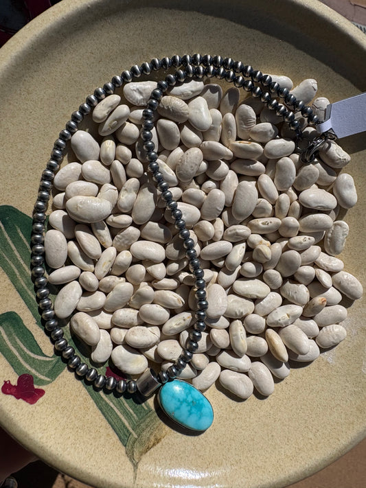 4mm 16” Pearls & Native made Pendant