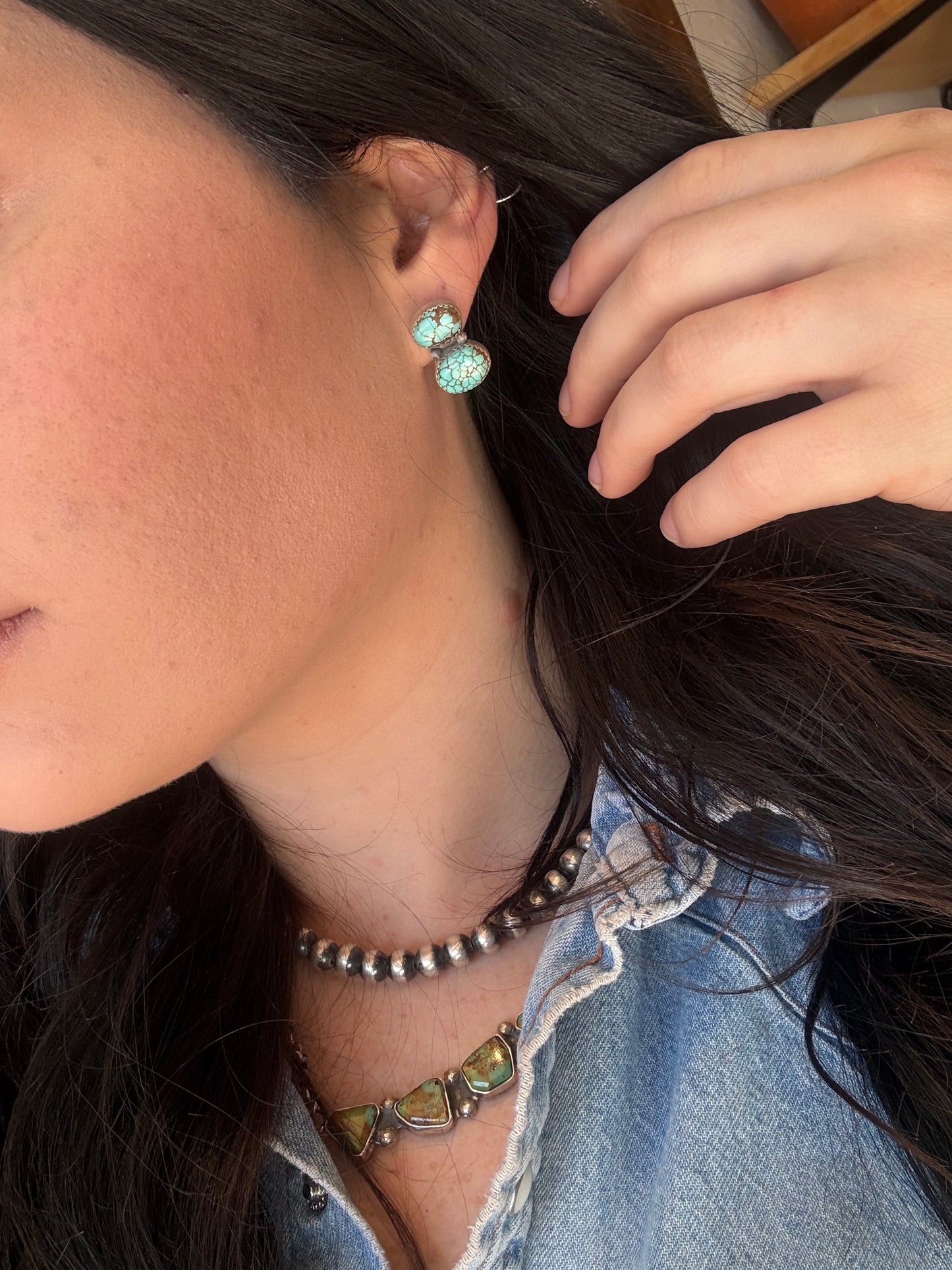 Sonoran Gold Turquoise Double Stone Studs