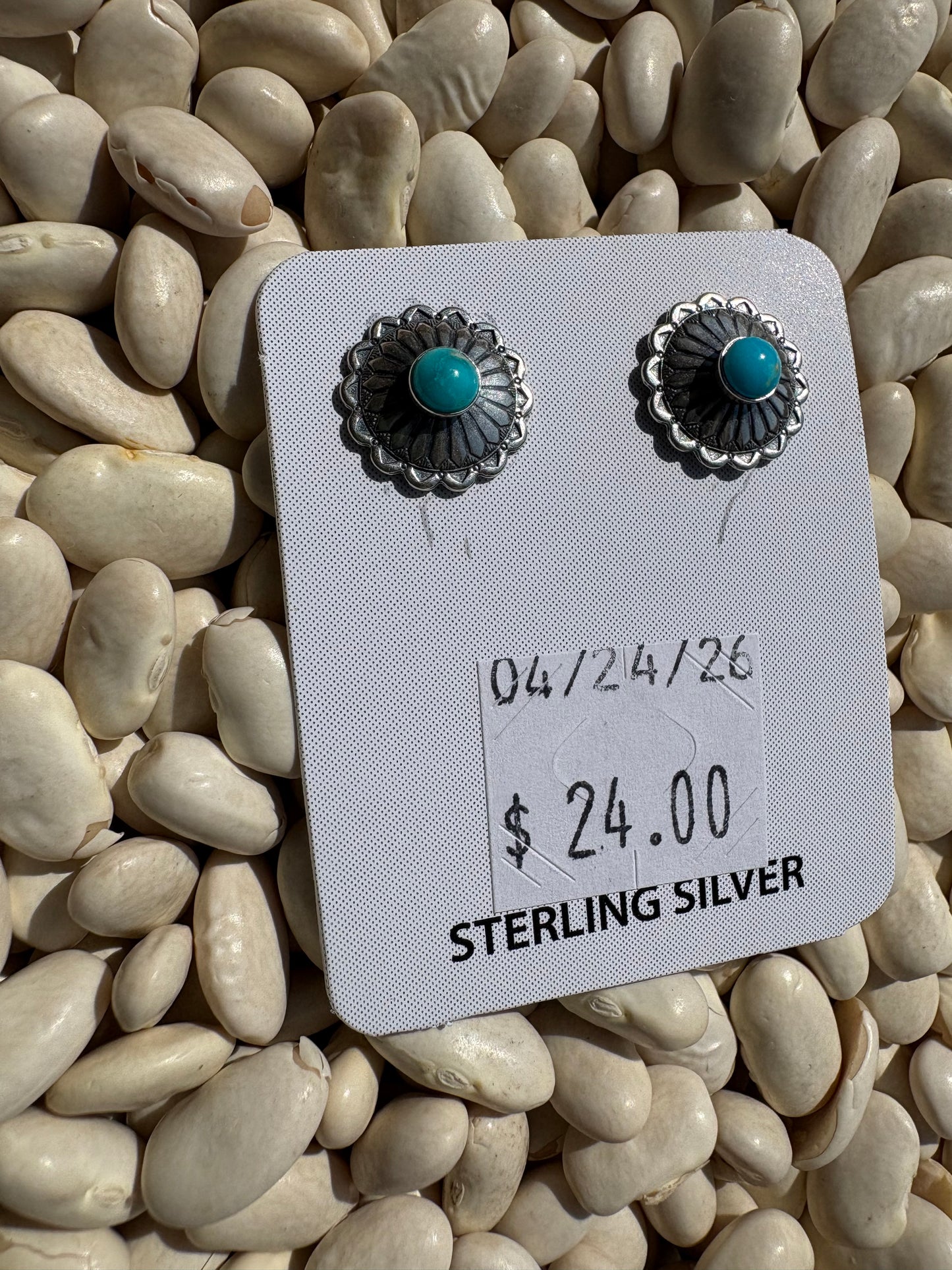 Mini Turquoise and Silver Studs D