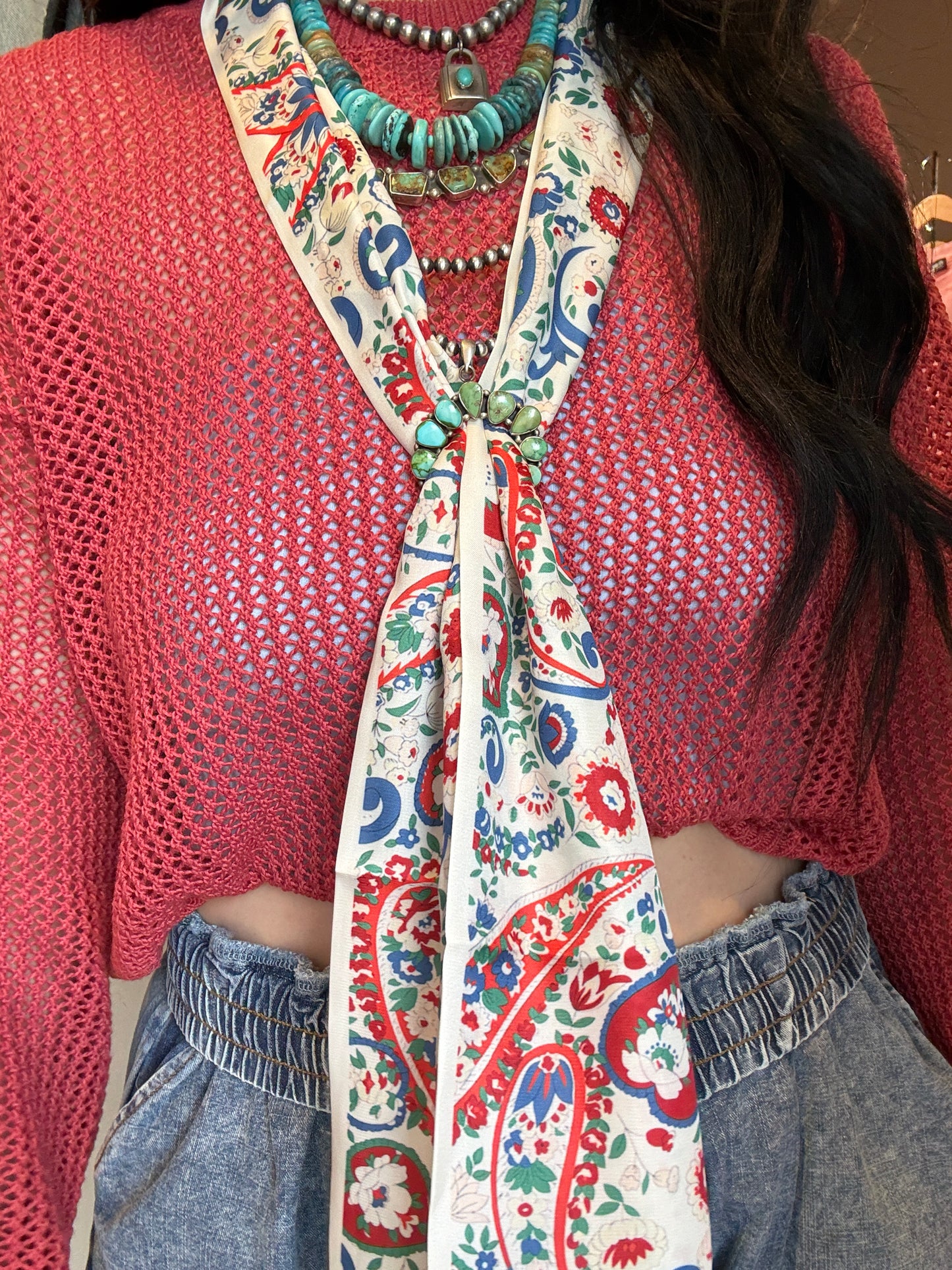 Red, White, & Blue Paisley Twilly