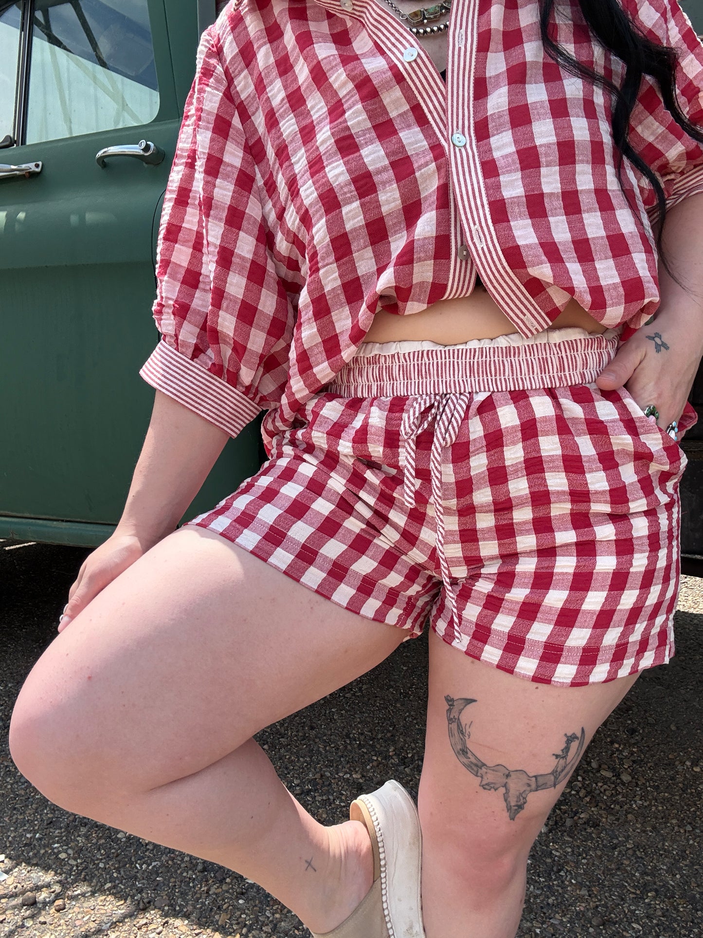 Prairie Breeze Gingham Set *Red